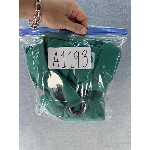 Vintage R&K Originals Women's sz 10P Button Down Shift Dress Turquoise Sash 90s - Picture 12 of 12